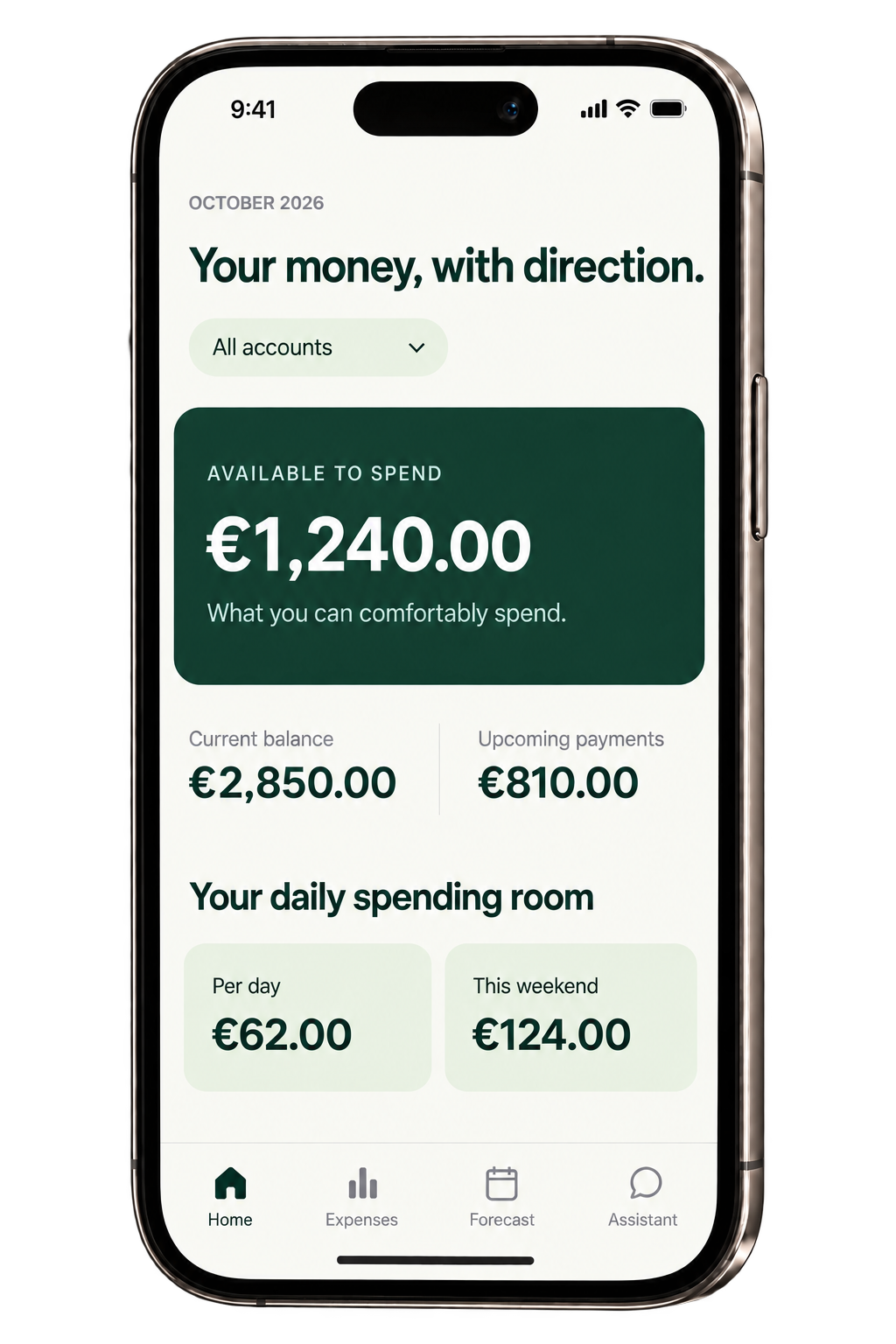 Illustrative view of WIYLO on an iPhone with fictional data